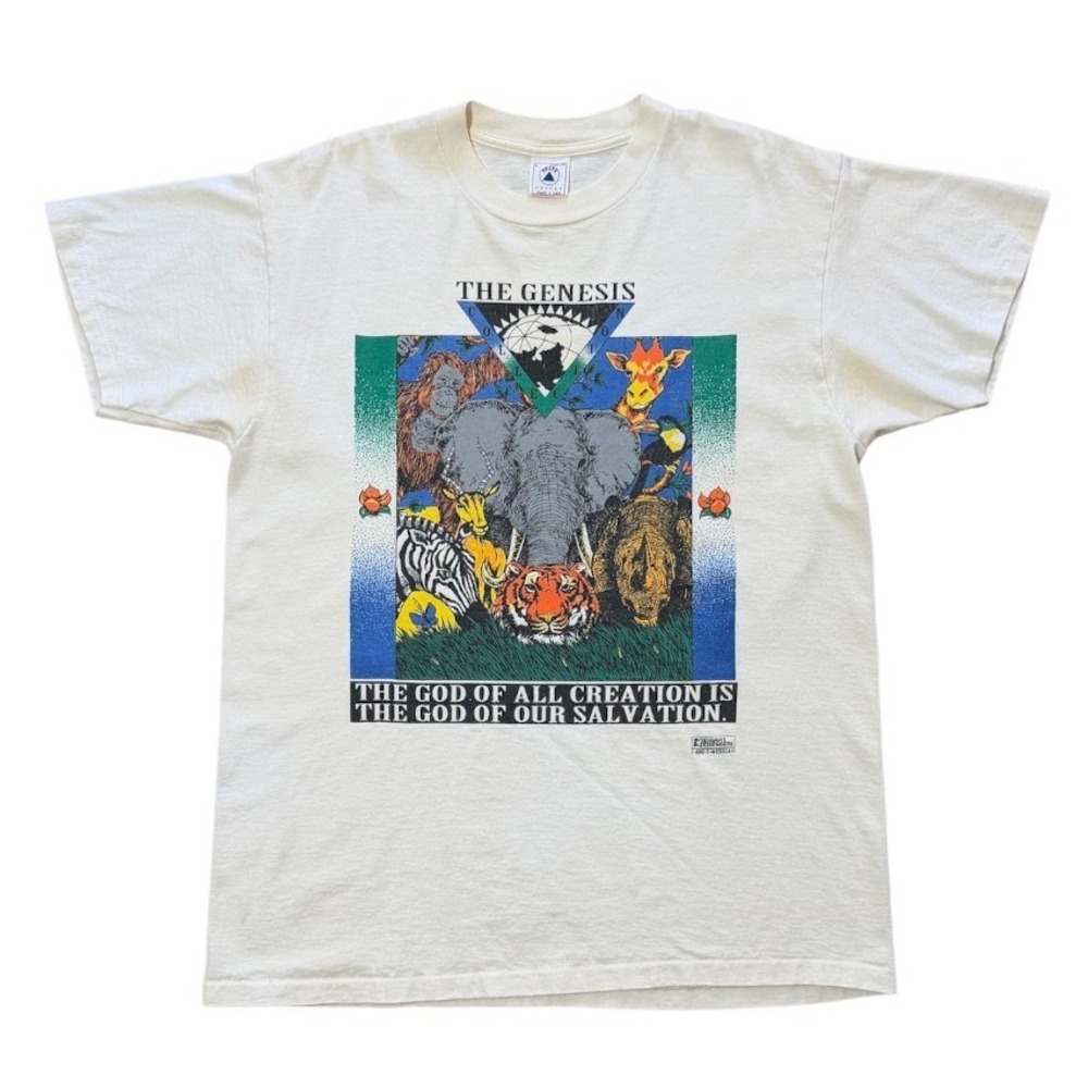 Vintage 90s The Genesis God Creation Jesus Animal Jungle Nature Graphic T-shirt